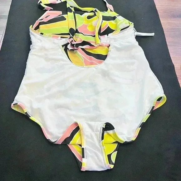 Cupshe one piece swimsuit never worn NWOT black pink green orange 1X - Picture 4 of 9